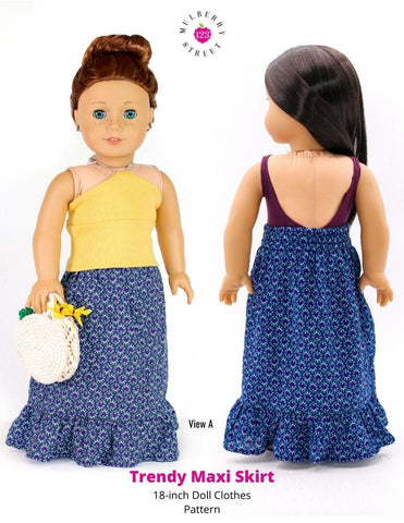 123 Mulberry Street 18 Inch Modern Trendy Maxi Skirt 18" Doll Clothes Pattern Pixie Faire
