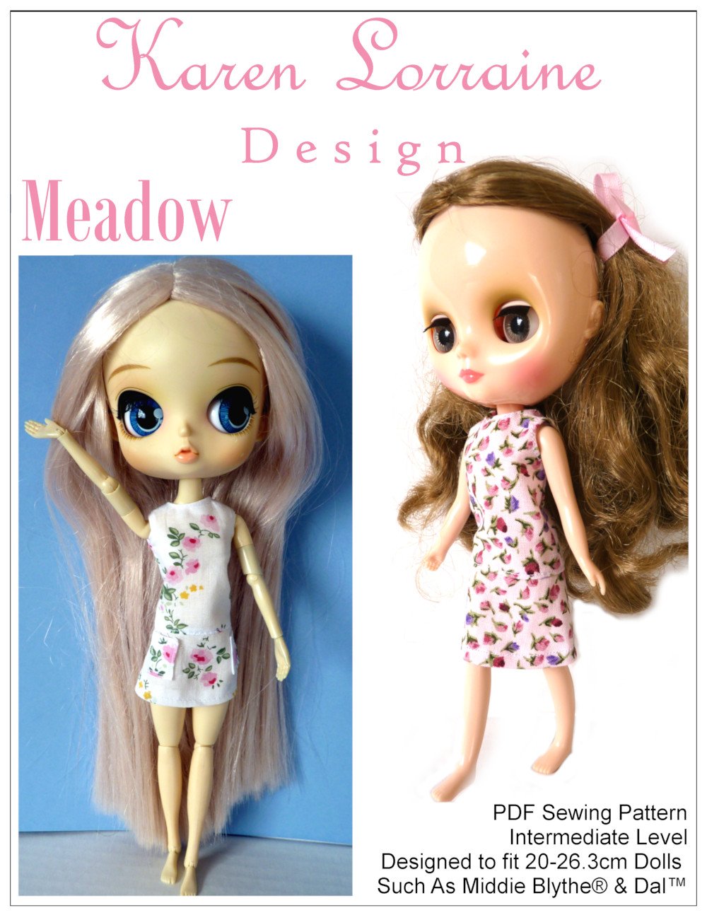 Karen Lorraine Design Blythe/Pullip Meadow Dress for Middie Blythe and Pullip Dal Dolls Pixie Faire