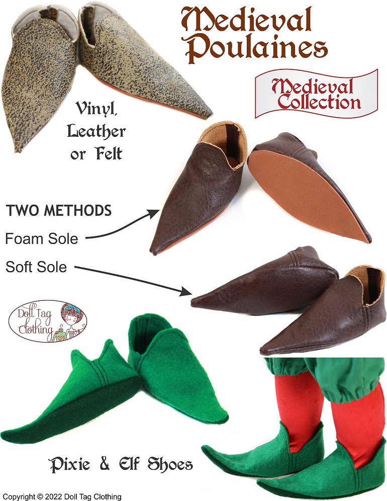 Doll Tag Clothing Shoes Medieval Poulaines 18" Doll Shoes Pixie Faire
