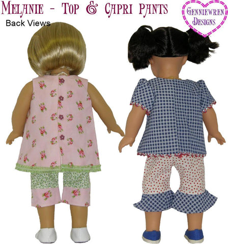 Genniewren 18 Inch Modern Melanie Top and Capri Pants 18" Doll Clothes Pattern Pixie Faire