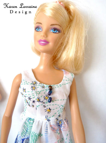 Karen Lorraine Design Barbie Melrose Dress for 10"-12" Fashion Dolls, Blythe, and Pullip Pixie Faire