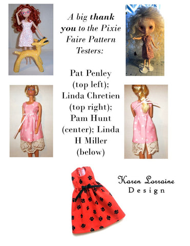 Karen Lorraine Design Barbie Melrose Dress for 10"-12" Fashion Dolls, Blythe, and Pullip Pixie Faire