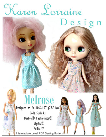 Karen Lorraine Design Barbie Melrose Dress for 10"-12" Fashion Dolls, Blythe, and Pullip Pixie Faire