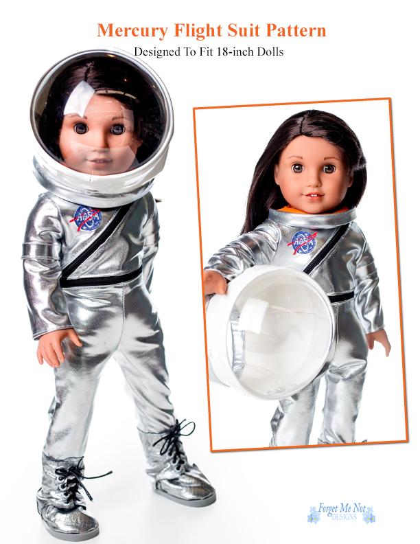 Forget Me Not Designs 18 Inch Modern Mercury Flightsuit 18" Doll Clothes Pattern Pixie Faire