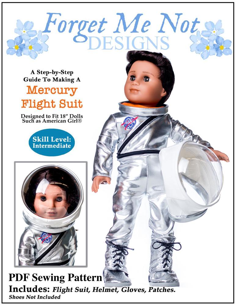 Forget Me Not Designs 18 Inch Modern Mercury Flightsuit 18" Doll Clothes Pattern Pixie Faire