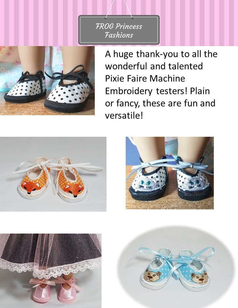 Frog Princess Fashions Machine Embroidery Design ITH Merry Jane Shoes Machine Embroidery Design Pixie Faire