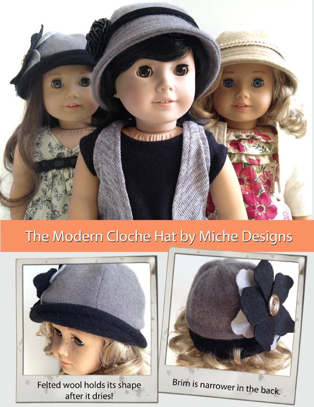 Miche Designs 18 Inch Modern Modern Cloche Hat 18" Doll Accessories Pixie Faire