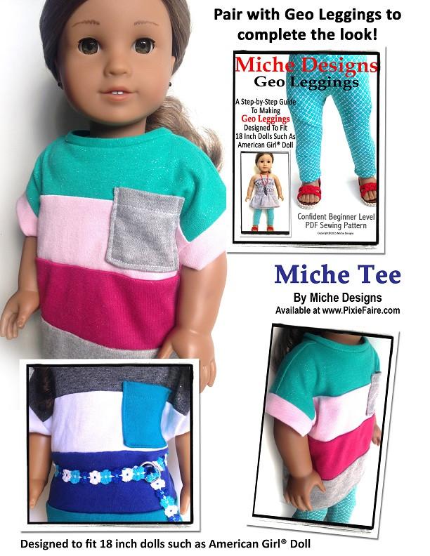 Miche Designs 18 Inch Modern Miche Tee 18" Doll Clothes Pattern Pixie Faire