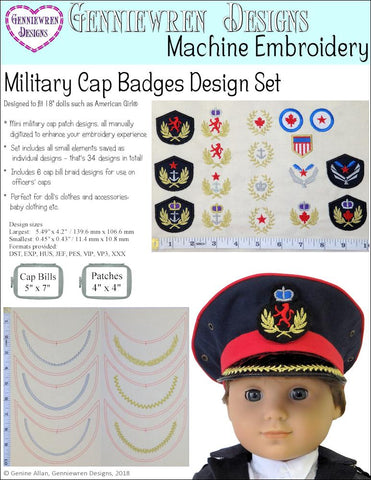 Genniewren Machine Embroidery Design Military Cap Badges Machine Embroidery Design Set Pixie Faire