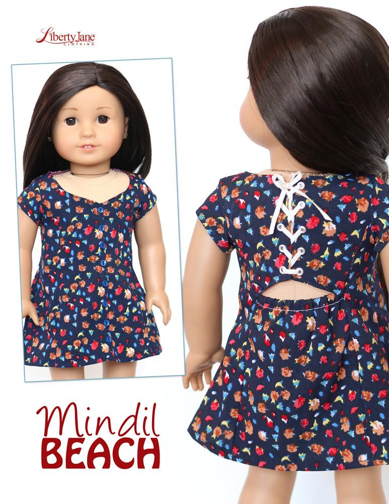 Liberty Jane 18 Inch Modern Mindil Beach Dress 18" Doll Clothes Pattern Pixie Faire