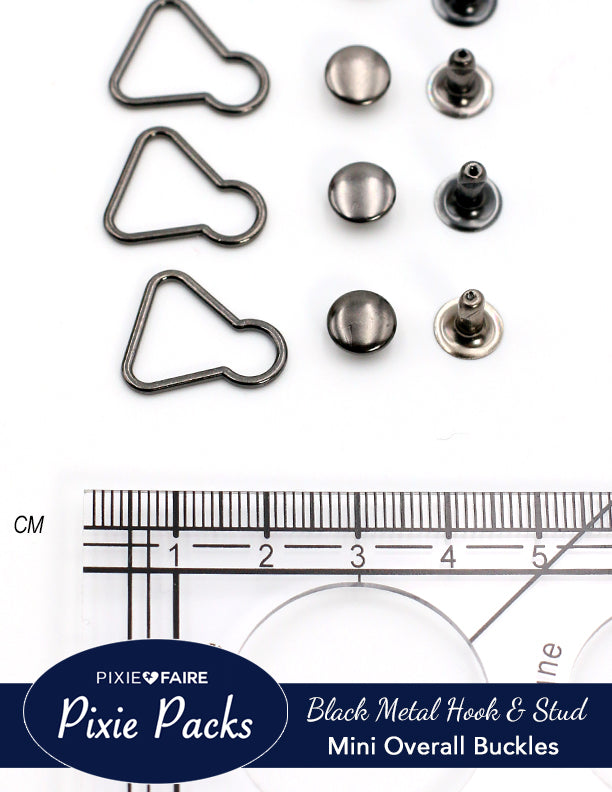 Pixie Faire Pixie Packs Pixie Packs Mini Overall Buckles 1/2" or 13mm Black Metallic Pixie Faire