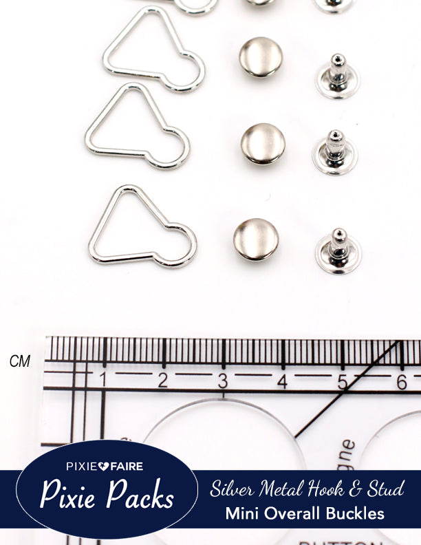 Pixie Packs Mini Overall Buckles 1/2 or 13mm Silver