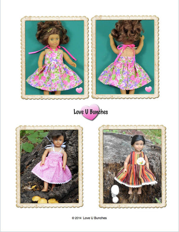 Love U Bunches 18 Inch Modern Simply Summer Sundress Bundle 6" and 18" Doll Clothes Pattern Pixie Faire