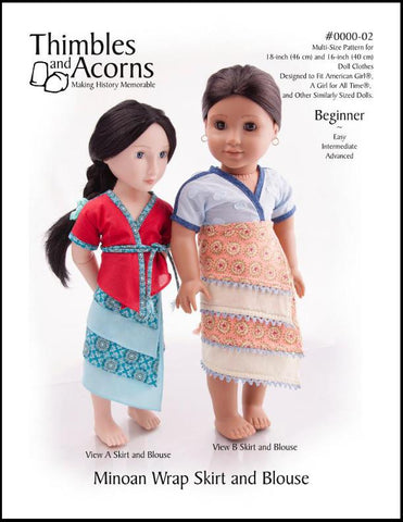 Thimbles and Acorns 18 Inch Historical Minoan Wrap Skirt and Blouse 16" and 18" Doll Clothes Pixie Faire