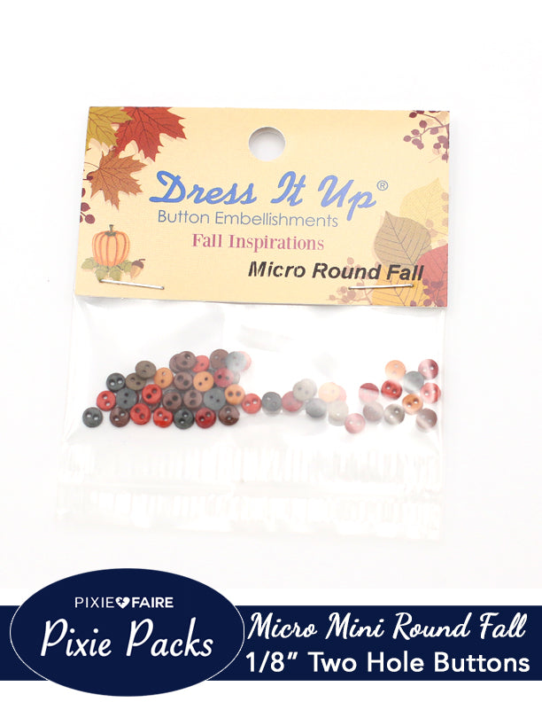 Pixie Faire Pixie Packs Dress It Up Micro Mini Round Fall Buttons 1/8" or 4mm Pixie Faire