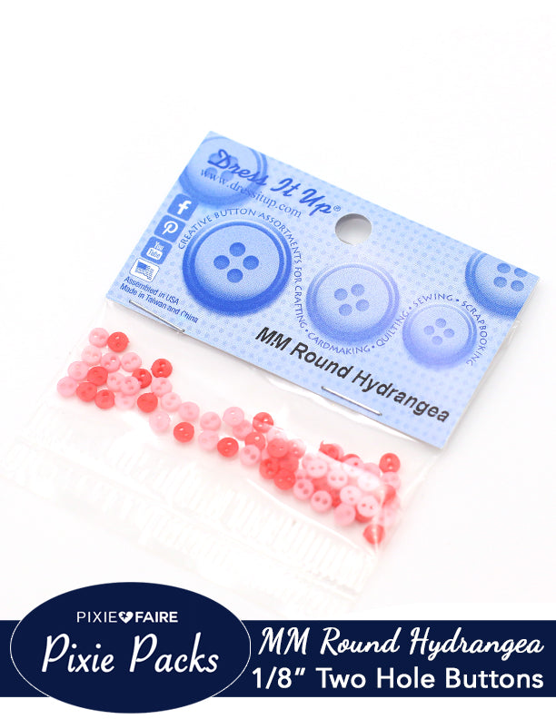 Pixie Faire Pixie Packs Dress It Up Micro Mini Round Hydrangea Buttons 1/8" or 4mm Pixie Faire
