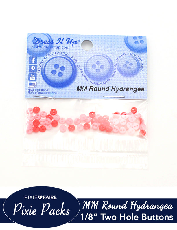 Pixie Faire Pixie Packs Dress It Up Micro Mini Round Hydrangea Buttons 1/8" or 4mm Pixie Faire