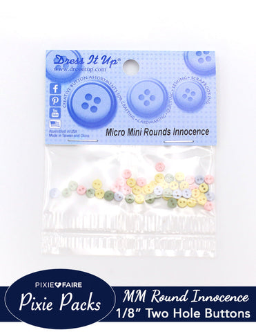 Pixie Faire Pixie Packs Dress It Up Micro Mini Round Innocence Buttons 1/8" or 4mm Pixie Faire
