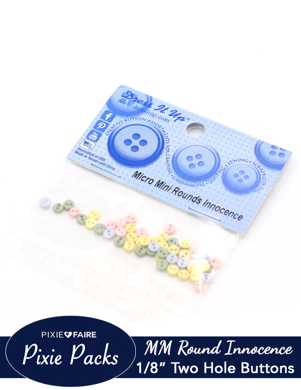 Pixie Faire Pixie Packs Dress It Up Micro Mini Round Innocence Buttons 1/8" or 4mm Pixie Faire