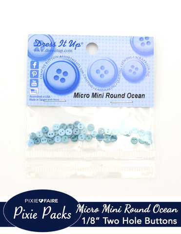 Pixie Faire Pixie Packs Dress It Up Micro Mini Round Ocean Buttons 1/8" or 4mm Pixie Faire