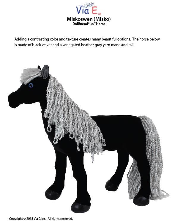 Via E Dollfriends Miskoswen 20" Horse Pattern For Dollfriends Pixie Faire