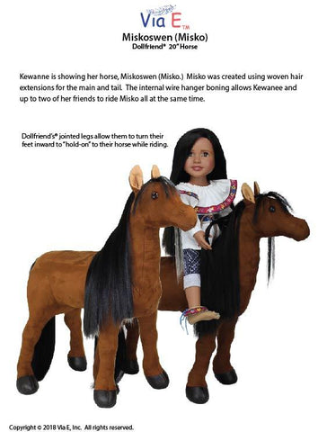 Via E Dollfriends Miskoswen 20" Horse Pattern For Dollfriends Pixie Faire