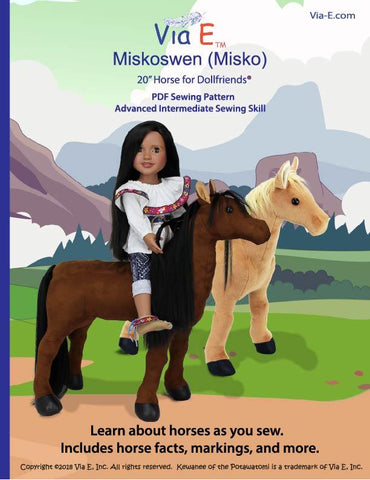 Via E Dollfriends Miskoswen 20" Horse Pattern For Dollfriends Pixie Faire