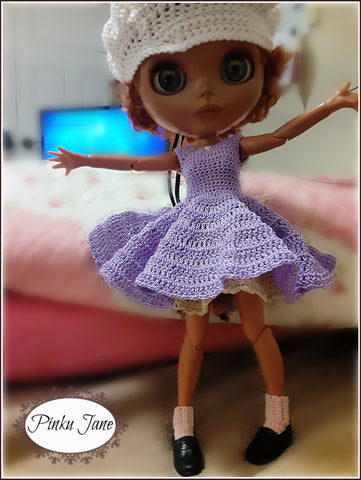 Pinku Jane Blythe/Pullip Miss Audrey Dress and Petticoat Crochet Pattern For 12" Blythe Dolls Pixie Faire