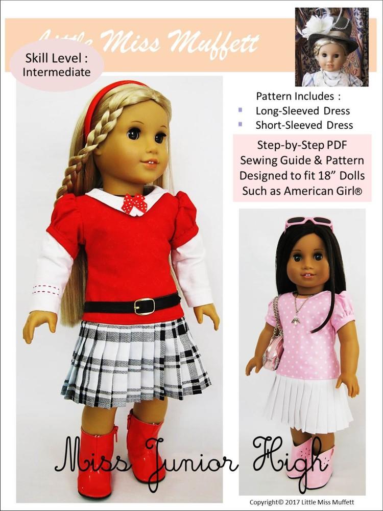Little Miss Muffett 18 Inch Modern Miss Junior High 18" Doll Clothes Pattern Pixie Faire