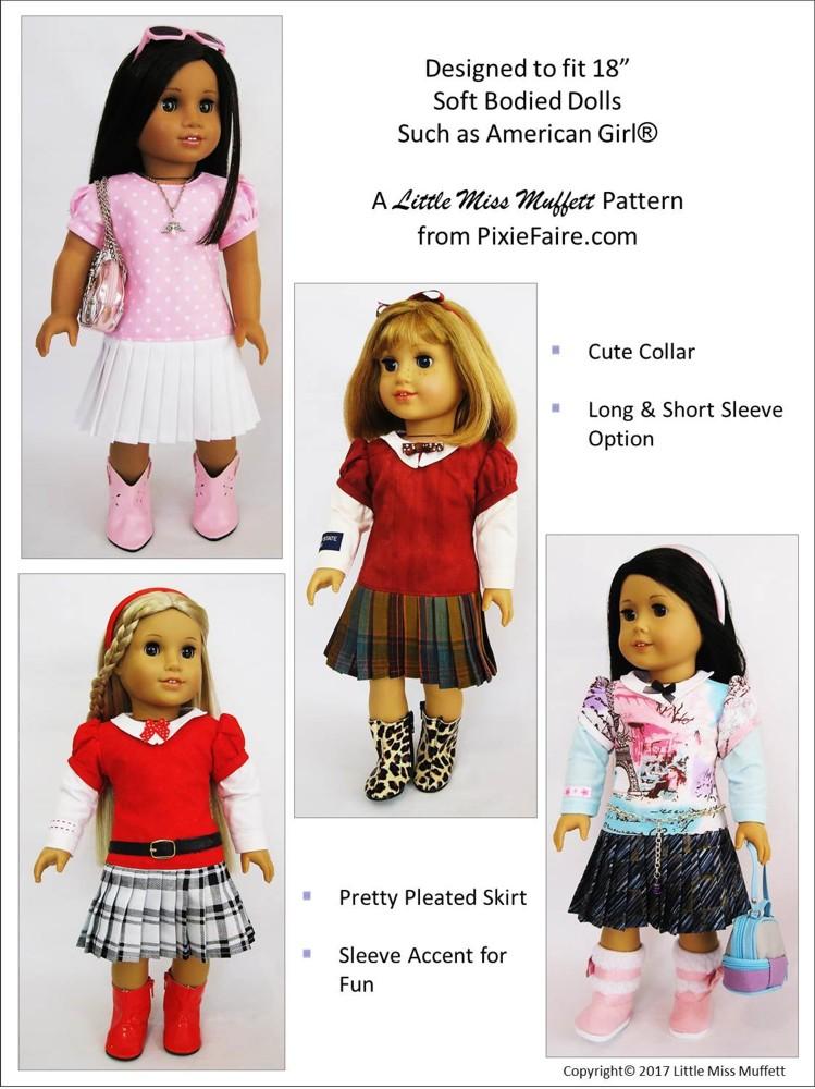 Little Miss Muffett 18 Inch Modern Miss Junior High 18" Doll Clothes Pattern Pixie Faire