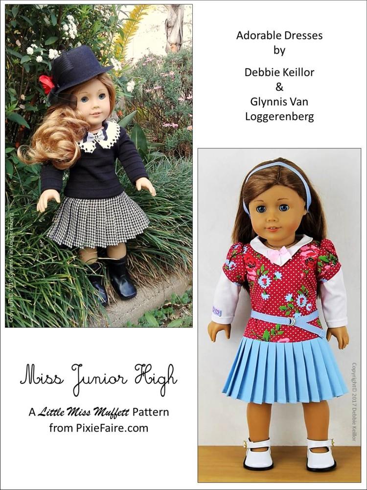 Little Miss Muffett 18 Inch Modern Miss Junior High 18" Doll Clothes Pattern Pixie Faire