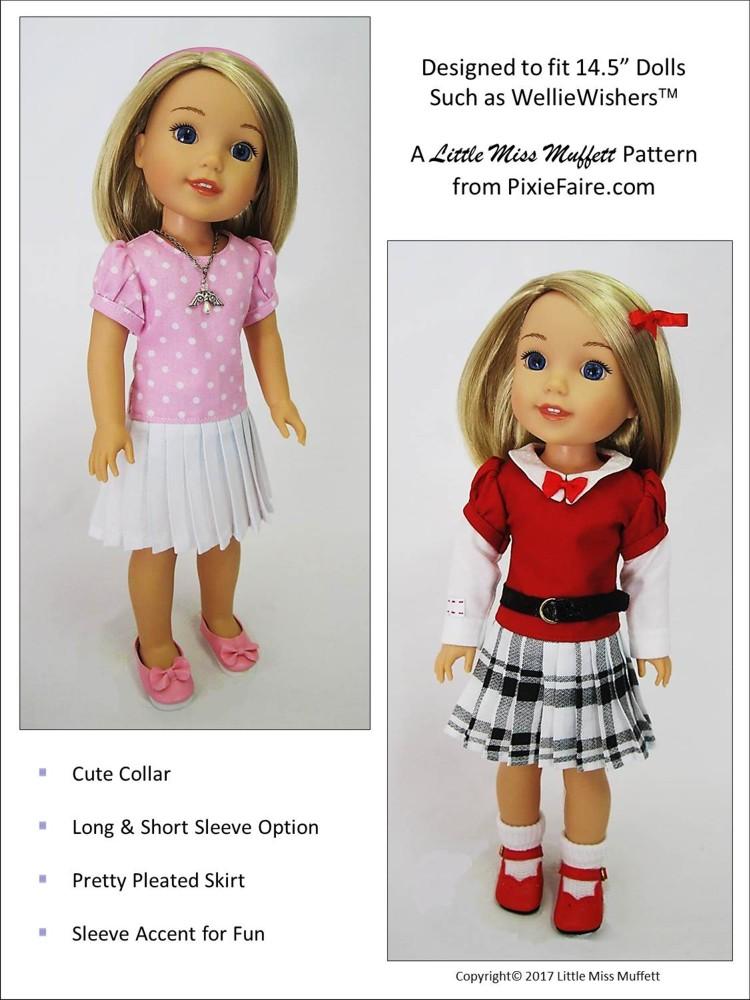 Little Miss Muffett WellieWishers Miss Junior High 14.5" Doll Clothes Pattern Pixie Faire