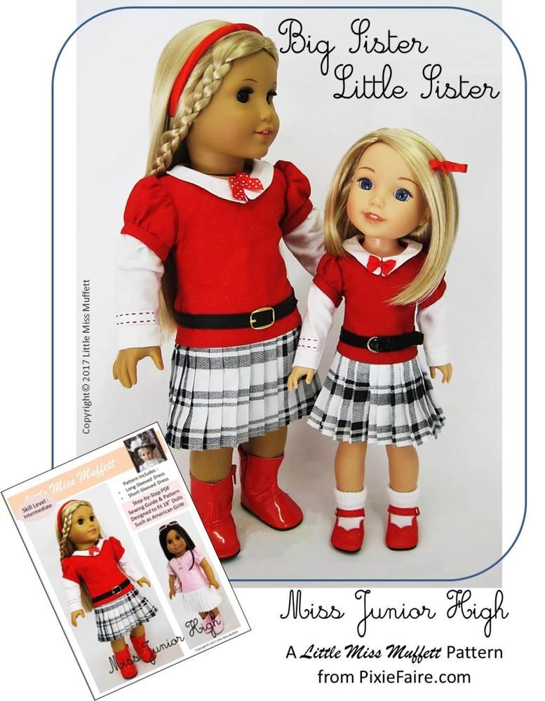 Little Miss Muffett WellieWishers Miss Junior High 14.5" Doll Clothes Pattern Pixie Faire