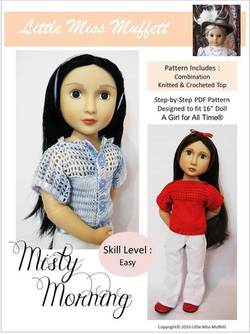 Little Miss Muffett A Girl For All Time Misty Morning Knitting and Crochet Pattern for AGAT Dolls Pixie Faire