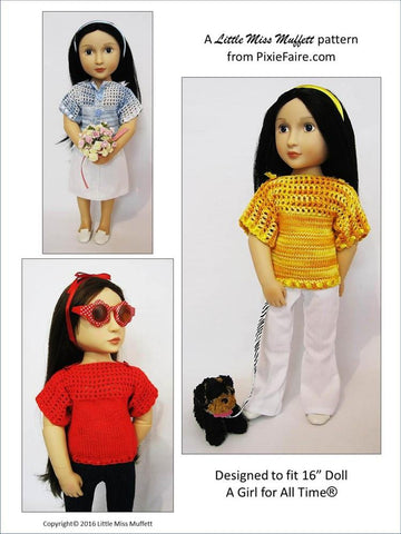 Little Miss Muffett A Girl For All Time Misty Morning Knitting and Crochet Pattern for AGAT Dolls Pixie Faire