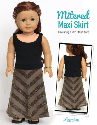 Liberty Jane 18 Inch Modern Mitered Maxi Skirt 18” Doll Clothes Pattern Pixie Faire