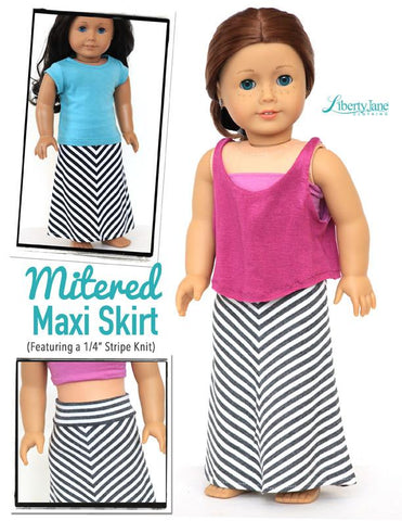 Liberty Jane 18 Inch Modern Mitered Maxi Skirt 18” Doll Clothes Pattern Pixie Faire