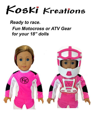 Koski Kreations 18 Inch Modern Motocross / ATV Gear Bundle 18" Doll Clothes Pattern Pixie Faire