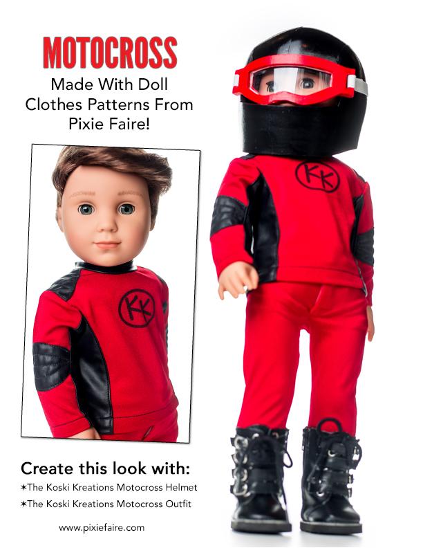 Koski Kreations 18 Inch Modern Motocross / ATV Gear Bundle 18" Doll Clothes Pattern Pixie Faire