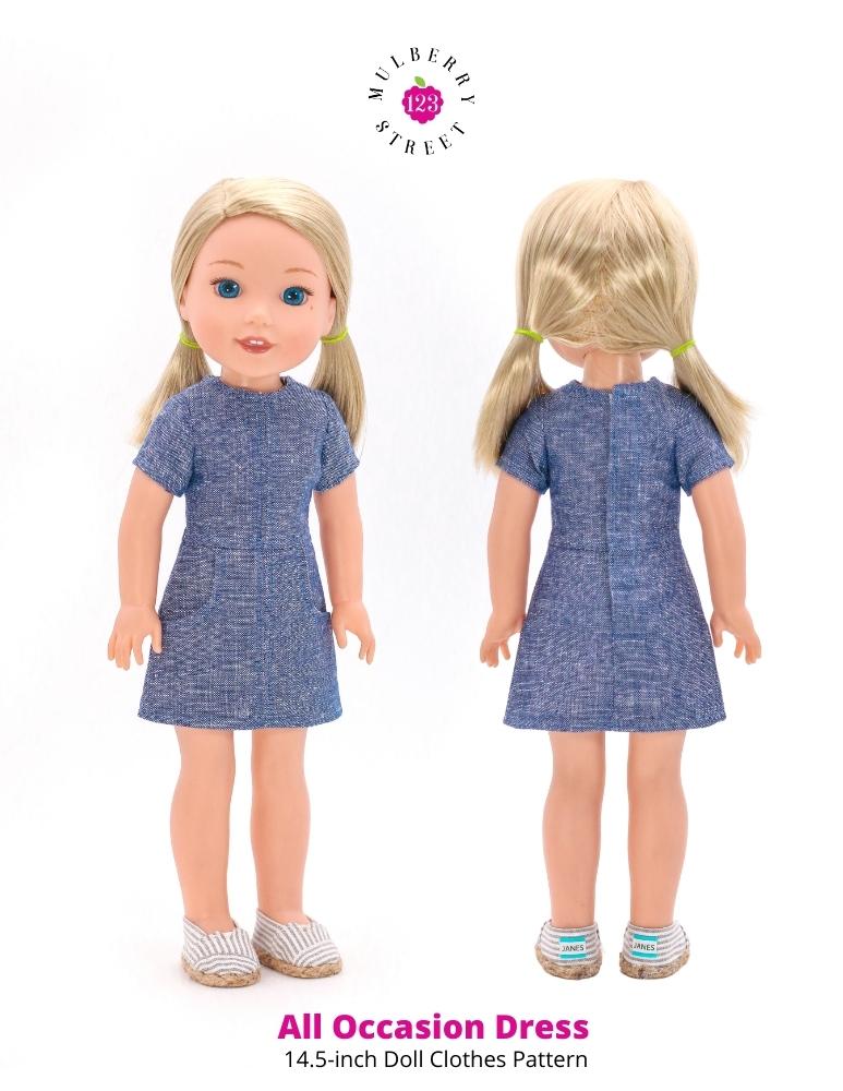 123 Mulberry Street WellieWishers All Occasion Dress 14.5" Doll Clothes Pattern Pixie Faire