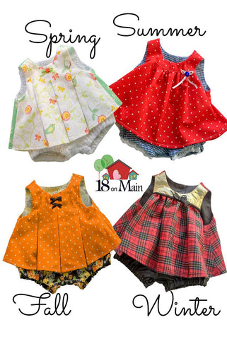 18 On Main Bitty Baby/Twin My Baby Girl Romper 15" Baby Doll Clothes Pattern Pixie Faire