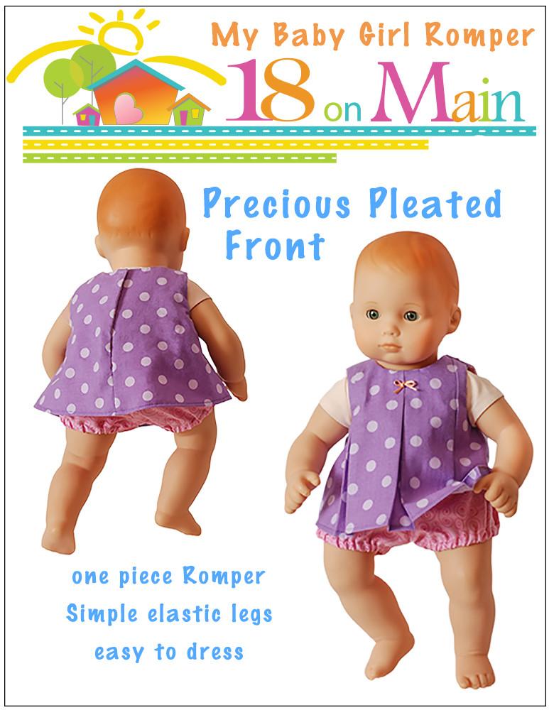 18 On Main Bitty Baby/Twin My Baby Girl Romper 15" Baby Doll Clothes Pattern Pixie Faire