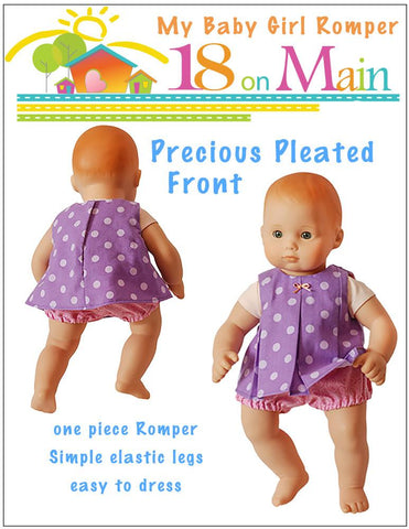 18 On Main Bitty Baby/Twin My Baby Girl Romper 15" Baby Doll Clothes Pattern Pixie Faire