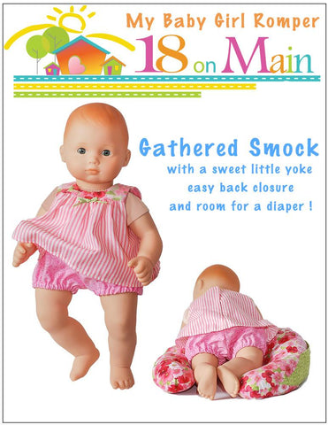 18 On Main Bitty Baby/Twin My Baby Girl Romper 15" Baby Doll Clothes Pattern Pixie Faire