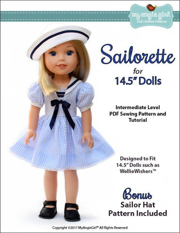 My Angie Girl WellieWishers Sailorette 14.5" Doll Clothes Pattern Pixie Faire