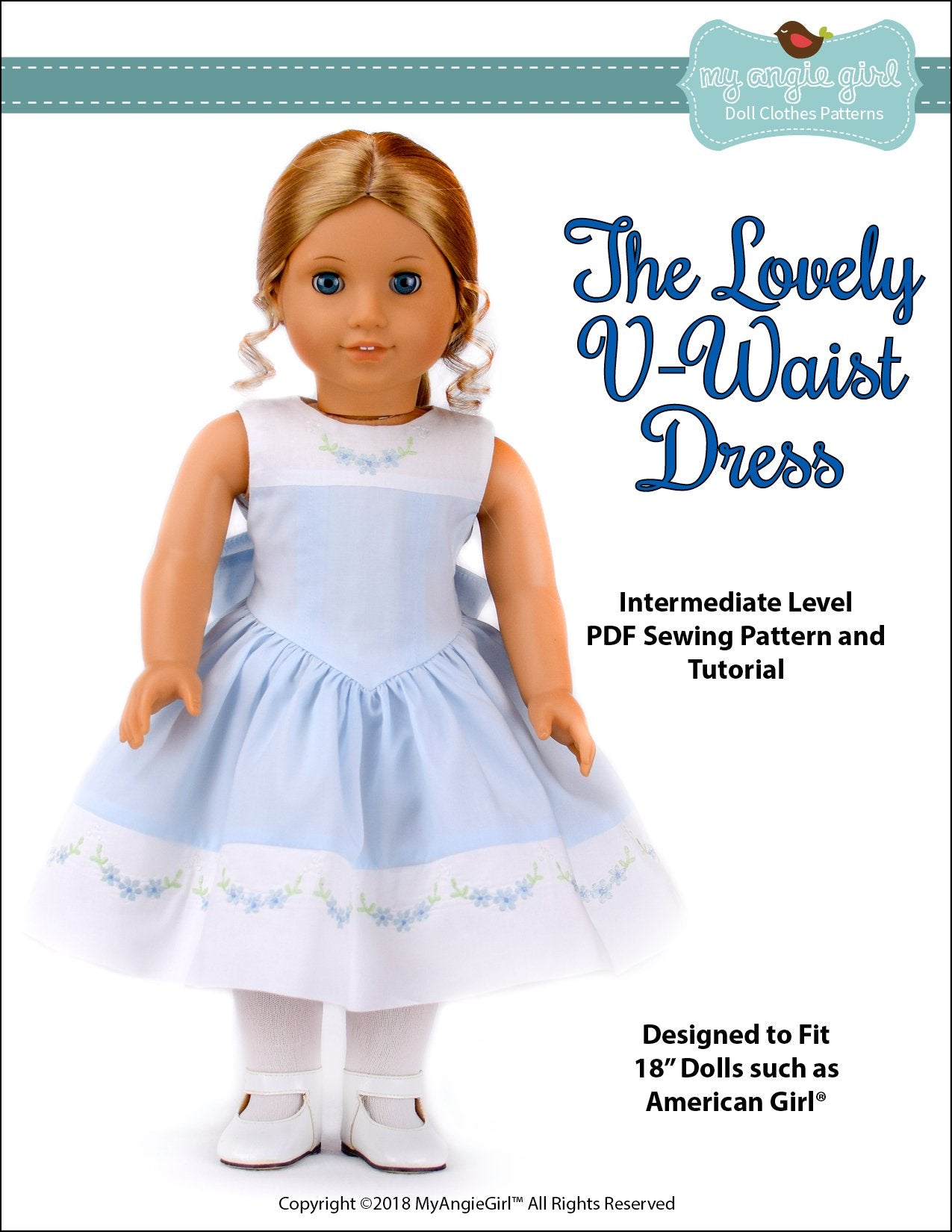 My Angie Girl The Lovely V-Waist Dress Doll Clothes Pattern 18 inch American Girl Dolls My Angie Girl The Lovely V-Waist Dress Doll Clothes Pattern 18 inch American Girl Dolls