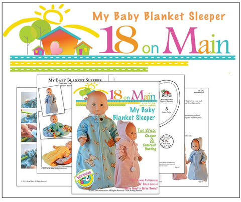 18 On Main Bitty Baby/Twin My Baby Blanket Sleeper 15" Baby Doll Clothes Pattern Pixie Faire