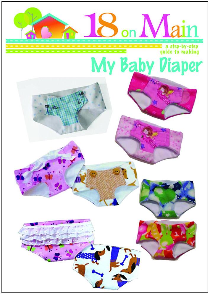 18 On Main Bitty Baby/Twin My Baby Diaper 15" Baby Doll Accessory Pattern Pixie Faire