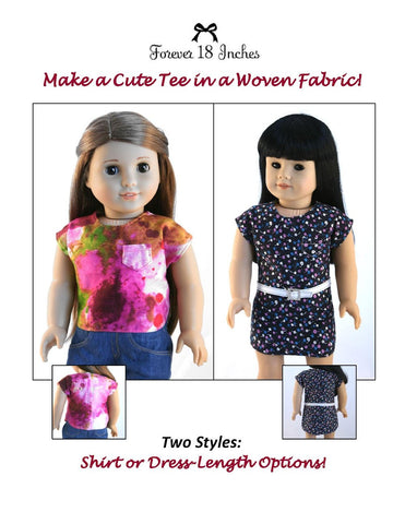 Forever 18 Inches 18 Inch Modern NOT!  For Knits Tee-Shirt 18" Doll Clothes Pattern Pixie Faire