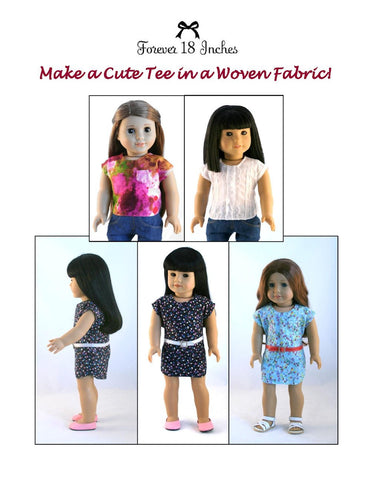 Forever 18 Inches 18 Inch Modern NOT!  For Knits Tee-Shirt 18" Doll Clothes Pattern Pixie Faire